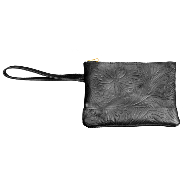 Bolsa de Piel Repujada Flor Grande
