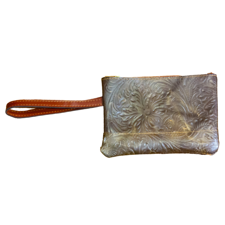 Bolsa de Piel Repujada Flor Grande