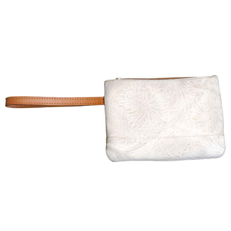 Bolsa de Piel Repujada Flor Grande