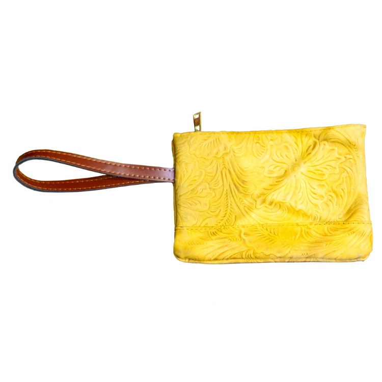 Bolsa de Piel Repujada Flor Grande