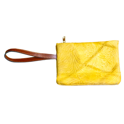 Bolsa de Piel Repujada Flor Grande