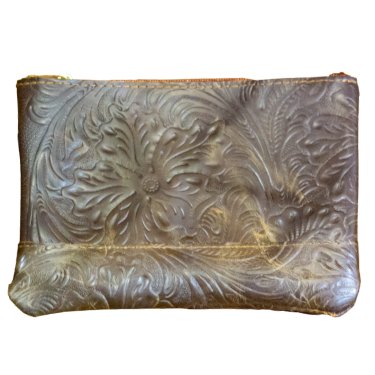 Bolsa de Piel Repujada Flor Grande