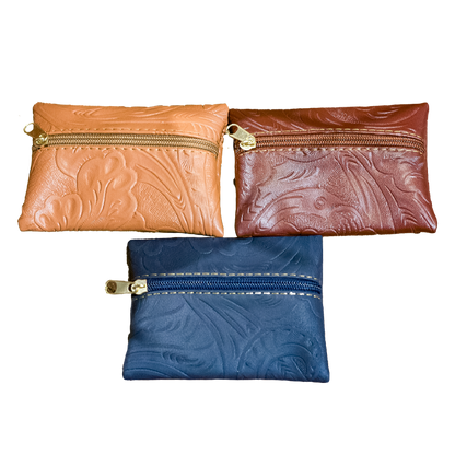 Mini Embossed Leather Coin Purse