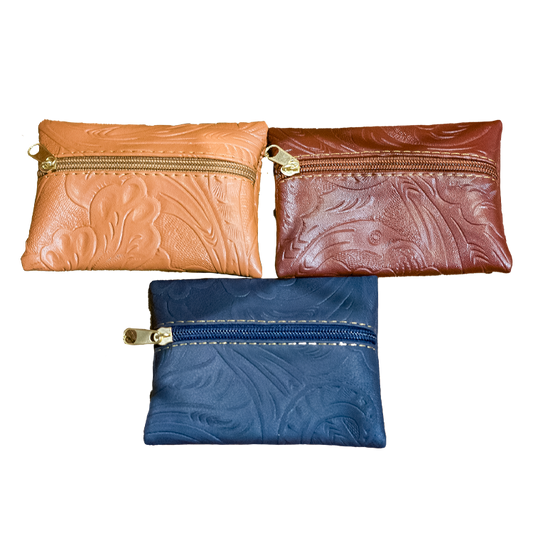 Mini Embossed Leather Coin Purse
